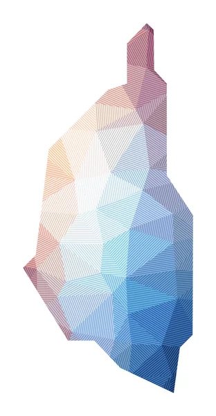 Karte von Kapas Island Low-Poly-Illustration der Insel Geometrisches Design mit Streifen Technologie — Stockvektor