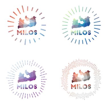 Miloş düşük polimerli ada logosu geometrik çokgen stil Vektör illüstrasyonu