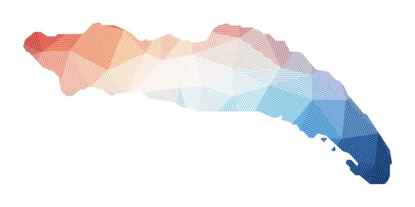 Mappa di Anegada Basso poli illustrazione dell'isola Design geometrico con strisce Tecnologia — Vettoriale Stock