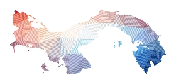 Ülkenin çizgili Geometric tasarımı için Panama Haritası Düşük Poli İllüstrasyonu — Stok Vektör