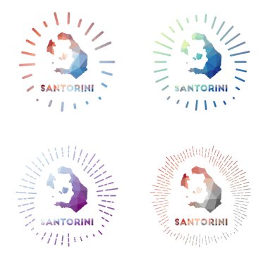 Santorini düşük polimerli ada logosu geometrik çokgen stil Vektör illüstrasyonu