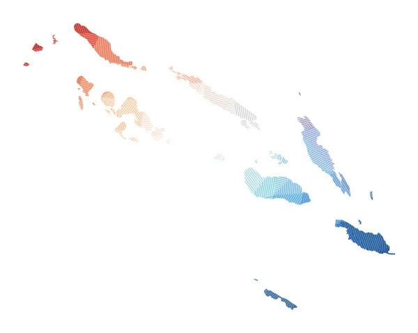 Karte der Salomonen Low-Poly-Darstellung des Landes Geometrisches Design mit Streifen — Stockvektor