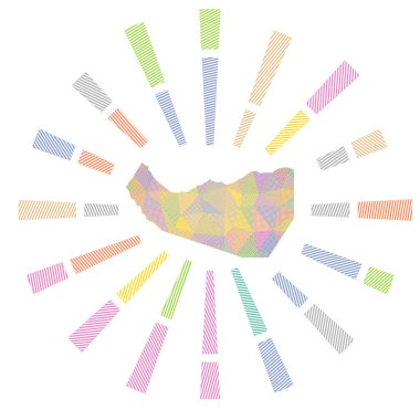 Somaliland güneş patlaması Düşük poli çizgili ışınlar ve ülkenin haritası