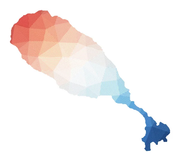 Mapa de Saint Kitts Ilustración poli baja de la isla Diseño geométrico con rayas Tecnología — Vector de stock