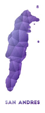 San Andres Haritası Mor geometrik tasarımın düşük poli çizimi