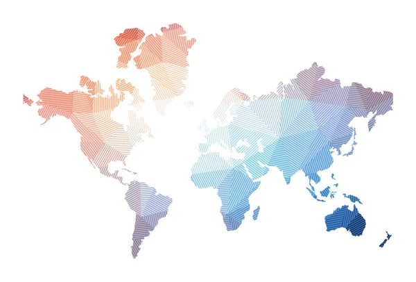 Mapa do Mundo Baixo poli ilustração do mundo Design geométrico com listras Tecnologia —  Vetores de Stock