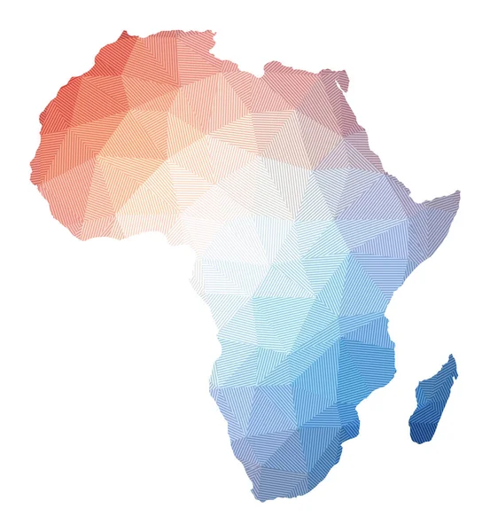 아프리카의 지도낮은 폴리 삽화의 줄무늬 기술 과 함께 대륙의 지리적 설계 — 스톡 벡터
