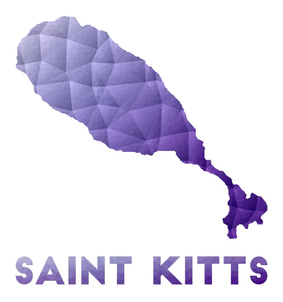 Hartă Saint Kitts Poly ilustrație joasă a insulei Design geometric violet Vector poligonal — Vector de stoc