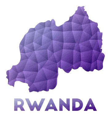 Ülkenin Ruanda Haritası Mor Geometrik Tasarım Çokgen Vektörü