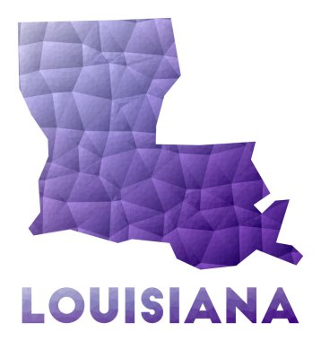 Louisiana Haritası ABD Mor geometrik tasarımı Polygonal