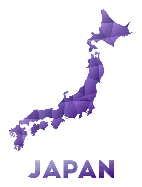 Mapa de Japón Baja poli ilustración del país Diseño geométrico púrpura Vector poligonal — Vector de stock