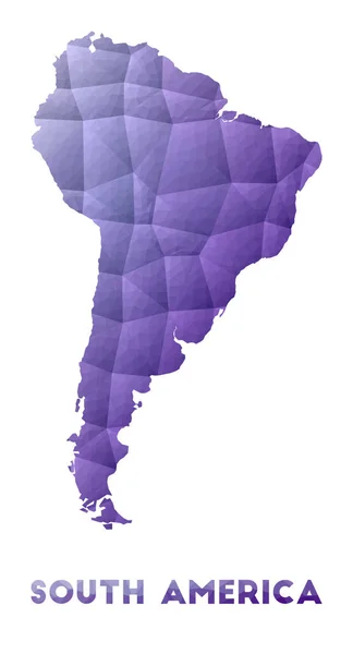 Mapa da América do Sul Baixo poli ilustração do continente Roxo desenho geométrico Poligonal — Vetor de Stock