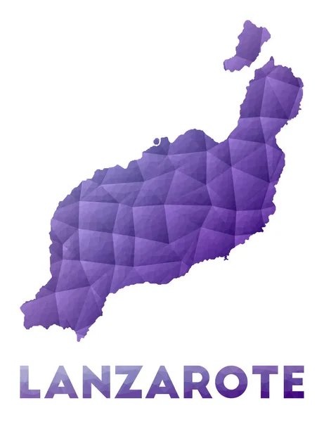 Mapa de Lanzarote Baja poli ilustración de la isla Diseño geométrico púrpura Vector poligonal — Vector de stock