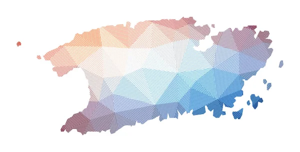 Mapa de Vis Baja poli ilustración de la isla Diseño geométrico con rayas Tecnología — Vector de stock