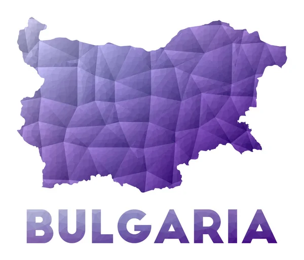 Bulgária térképe Alacsony poli illusztráció az ország Lila geometriai tervezés Poligonális vektor — Stock Vector