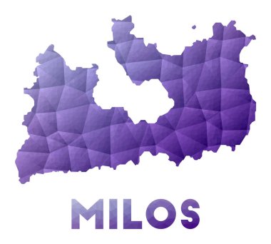 Milos Haritası Adanın düşük polyester çizimi Mor geometrik tasarım Çokgen vektörü