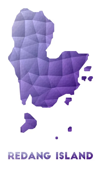 Карта острова Реданг Низкая полиграфическая иллюстрация острова Фиолетовый геометрический дизайн Полигональный вектор — стоковый вектор