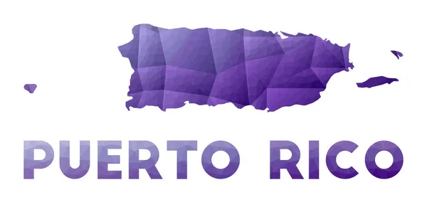 波多黎各地图国家紫色几何设计的低聚类图 — 图库矢量图片