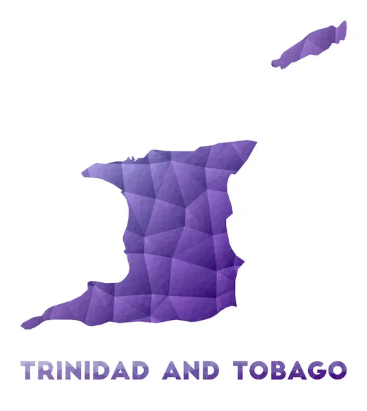 Karta över Trinidad och Tobago Låg poly illustration av landet Lila geometrisk design Polygonal — Stock vektor