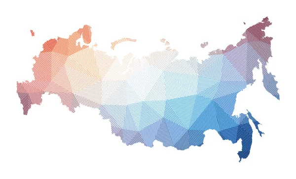 Mappa della Russia Basso poli illustrazione del paese Design geometrico a strisce Tecnologia — Vettoriale Stock