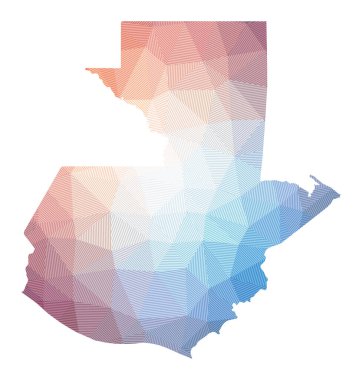 Guatemala Haritası Ülkenin çizgili Geometric tasarımı Düşük Poli çizimi