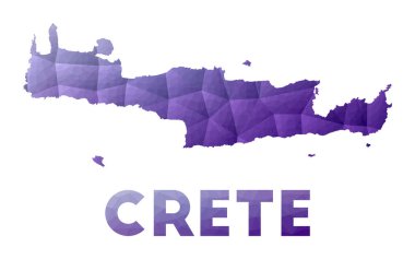 Girit Haritası Mor Geometrik Tasarım Mor Çokgen Adanın poli çizimi