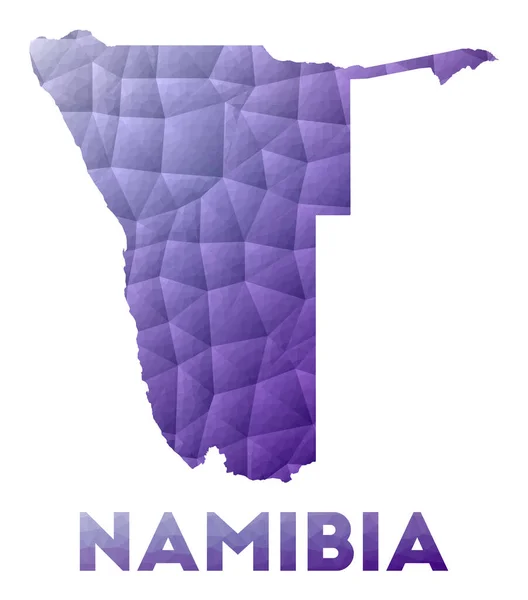 Mapa de Namibia Baja poli ilustración del país Diseño geométrico púrpura vector poligonal — Archivo Imágenes Vectoriales