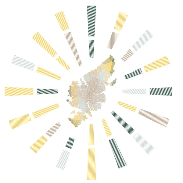Lewis και Harris sunburst Χαμηλές πολύχρωμες ακτίνες και χάρτης του νησιού Κομψή διανυσματική απεικόνιση — Διανυσματικό Αρχείο