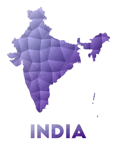 Carte de l'Inde Faible illustration poly du pays Conception géométrique pourpre Vecteur polygonal — Image vectorielle