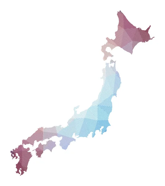 Mapa de Japón Baja poli ilustración del país Diseño geométrico con rayas Tecnología — Archivo Imágenes Vectoriales