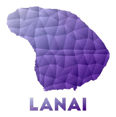 Lanai Haritası Mor geometrik tasarımın düşük poli çizimi Mor geometrik vektör