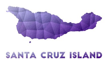 Santa Cruz Adası haritası Mor geometrik tasarımın düşük poli çizimi Çokgen