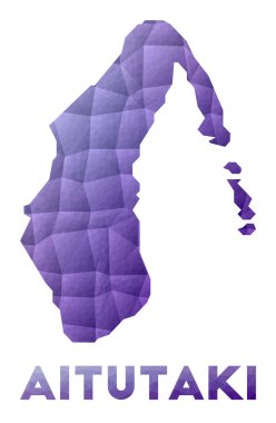 Aitutaki Haritası Mor geometrik tasarımın düşük poli çizimi Çokgen vektör