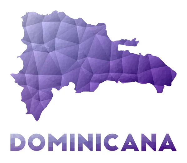 Mappa di Dominicana Basso poli illustrazione del paese Disegno geometrico viola Vettore poligonale — Vettoriale Stock