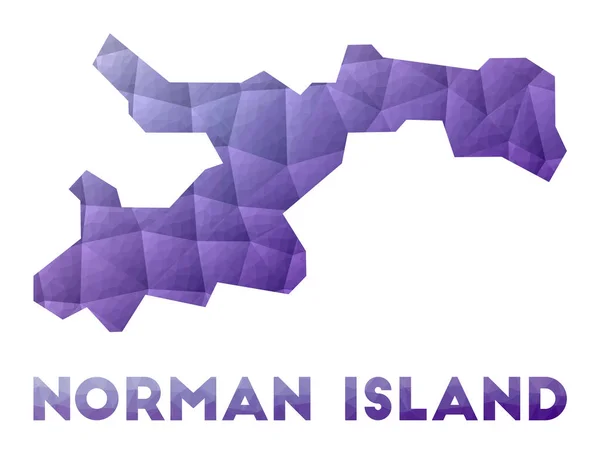 ノーマン島の地図島の低ポリイラストパープル幾何学的デザイン多角形ベクトル — ストックベクタ