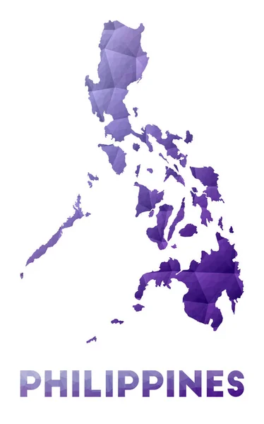 Mapa Filipin Niski poli ilustracja kraj Fioletowy geometryczny projekt Polygonal wektor — Wektor stockowy