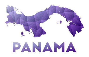 Panama Haritası Ülkenin düşük polyester çizimi Mor geometrik tasarım Çokgen vektörü