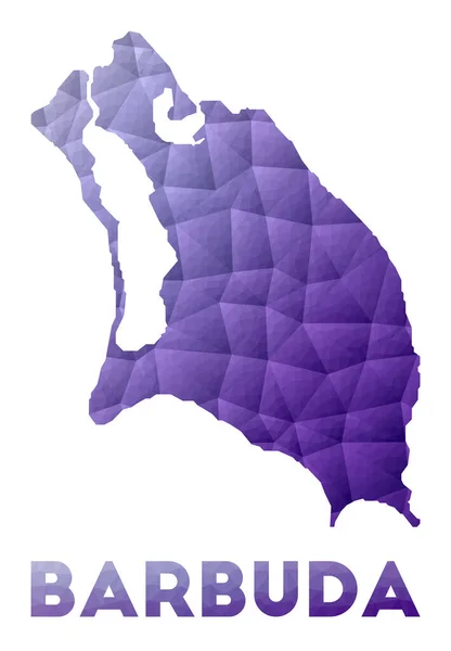 Mapa Barbudy Nízký poly ilustrace ostrova Fialový geometrický design Polygonální vektor — Stockový vektor