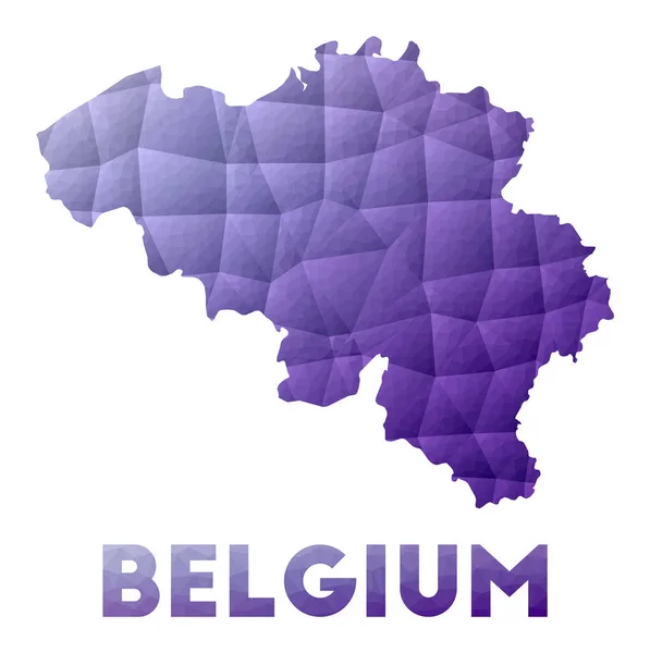 Carte de Belgique Faible illustration poly du pays Conception géométrique pourpre Vecteur polygonal — Image vectorielle