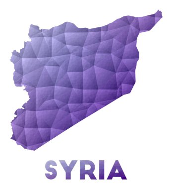 Suriye Haritası Ülke Mor geometrik tasarımı Çokgen
