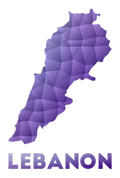 Map of Lebanon Low poly illustration of the country Purple geometric design Polygonal vector — Stock Vector