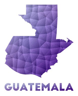 Guatemala Haritası Mor geometrik tasarımın düşük poli çizimi