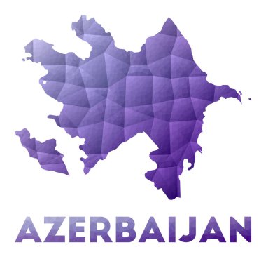 Azerbaycan 'ın Mor Geometrik Tasarım Poligonal Çizimi