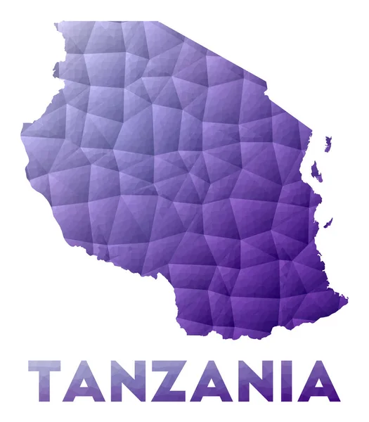 Mapa de Tanzania Baja poli ilustración del país Diseño geométrico púrpura Vector poligonal — Vector de stock