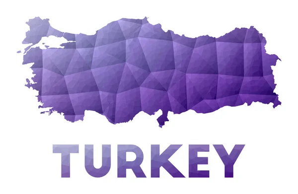 Mapa de Turquía Baja poli ilustración del país Diseño geométrico púrpura vector poligonal — Archivo Imágenes Vectoriales