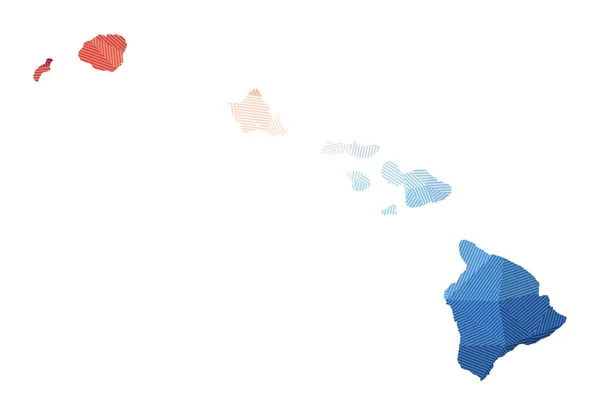 Mapa do Havaí Baixo poli ilustração da ilha Design geométrico com listras Tecnologia — Vetor de Stock