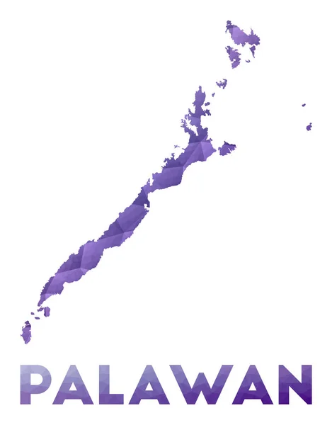 Mapa Palawan Niski poli ilustracja wyspy Fioletowy geometryczny projekt Wektor wielokątny — Wektor stockowy