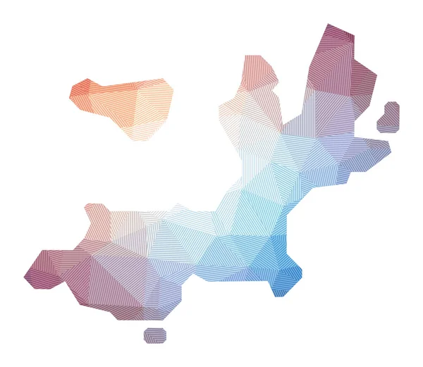Carte de TerredeHaut Island Faible illustration poly de l'île Conception géométrique avec des rayures — Image vectorielle