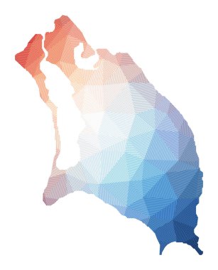 Map of Barbuda Low poly illustration of the island Geometric design with stripes Technology