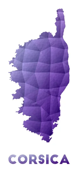 Mapa de Córcega Baja poli ilustración de la isla Diseño geométrico púrpura vector poligonal — Vector de stock
